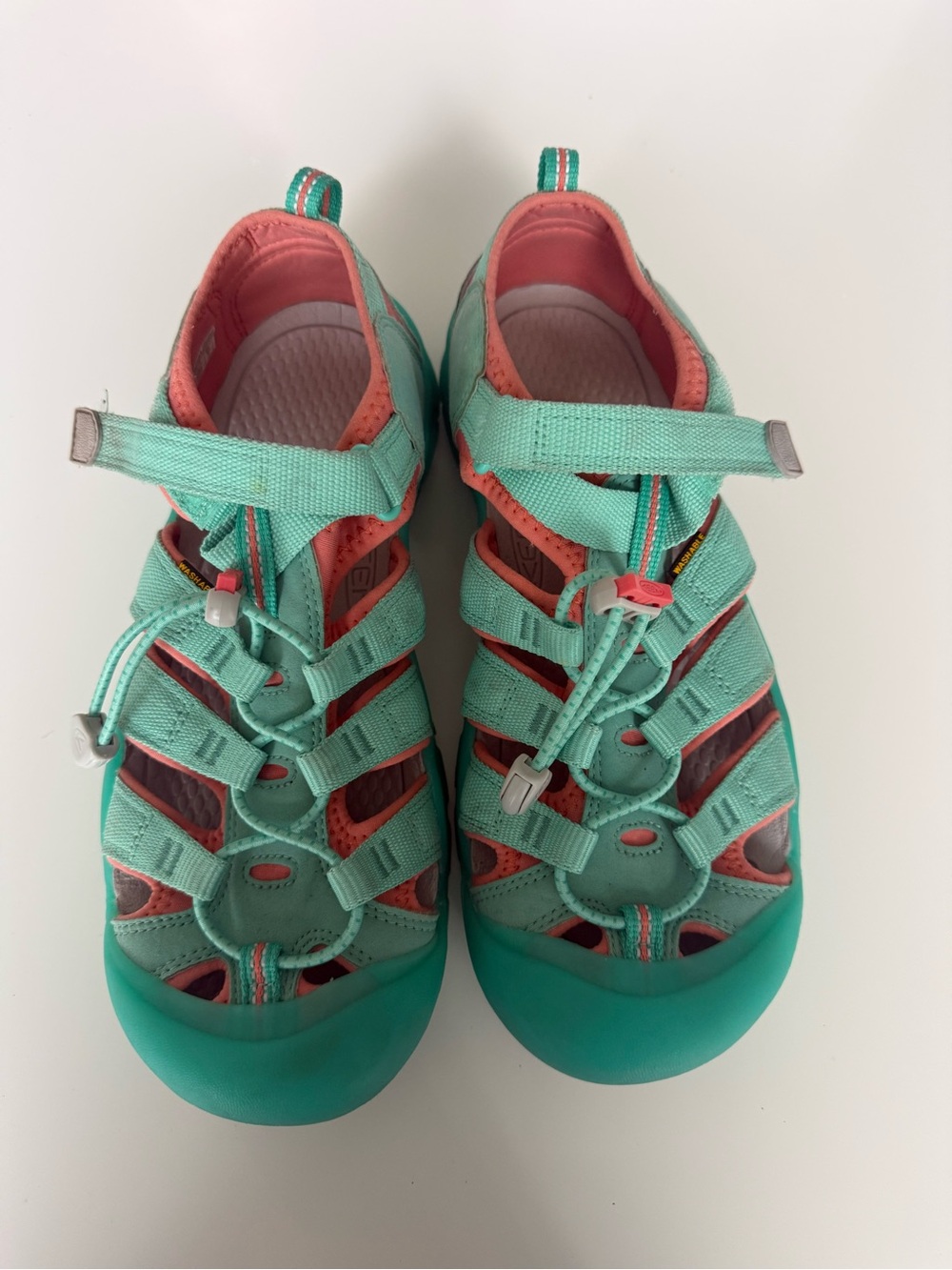 Keen Kids Water Shoes in Mint Green and Coral
